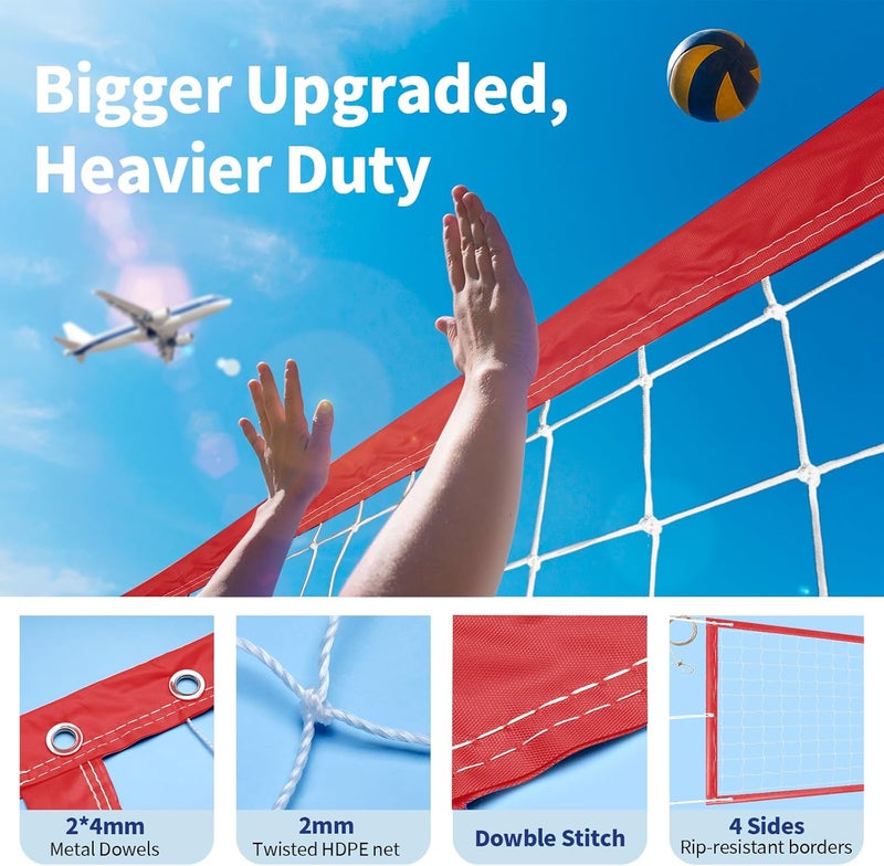 YUXUXU Professional Volleyball Net Outdoor Heavy Duty, All Weather Enhanced, Extended Stainless Steel Cable, Extra Thick Borders, for Backyard Beach Pool Indoor Outdoor- Regulation 32x3FT (Net Only) - Image 4